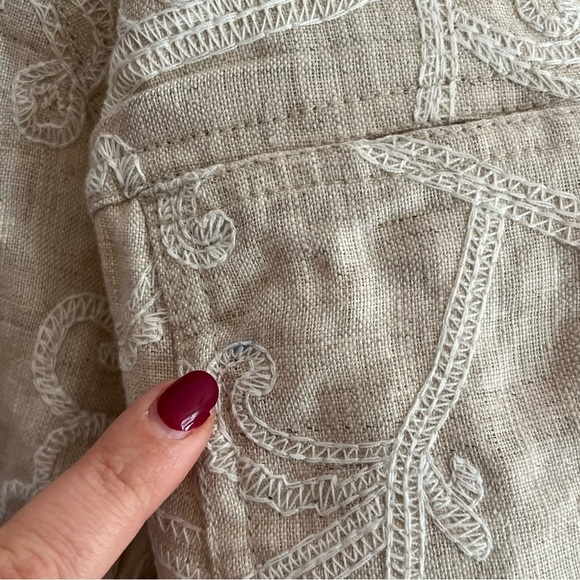 🔥Host Pick🔥Carole Little 100% linen embroidered button down jacket Size XS/Small - Picture 13 of 13